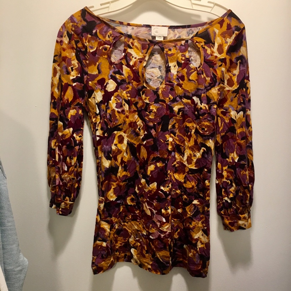 Anthropologie Postmark floral cut out top